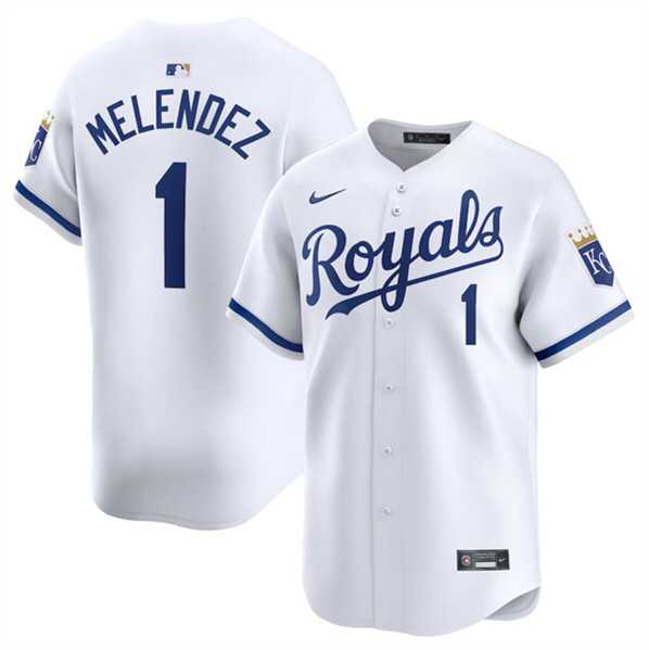 Mens Kansas City Royals #1 MJ Melendez White 2024 Home Limited Stitched Baseball Jersey Dzhi->kansas city royals->MLB Jersey